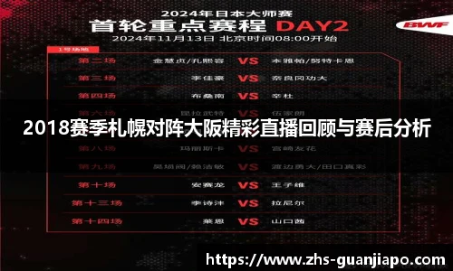 2018赛季札幌对阵大阪精彩直播回顾与赛后分析